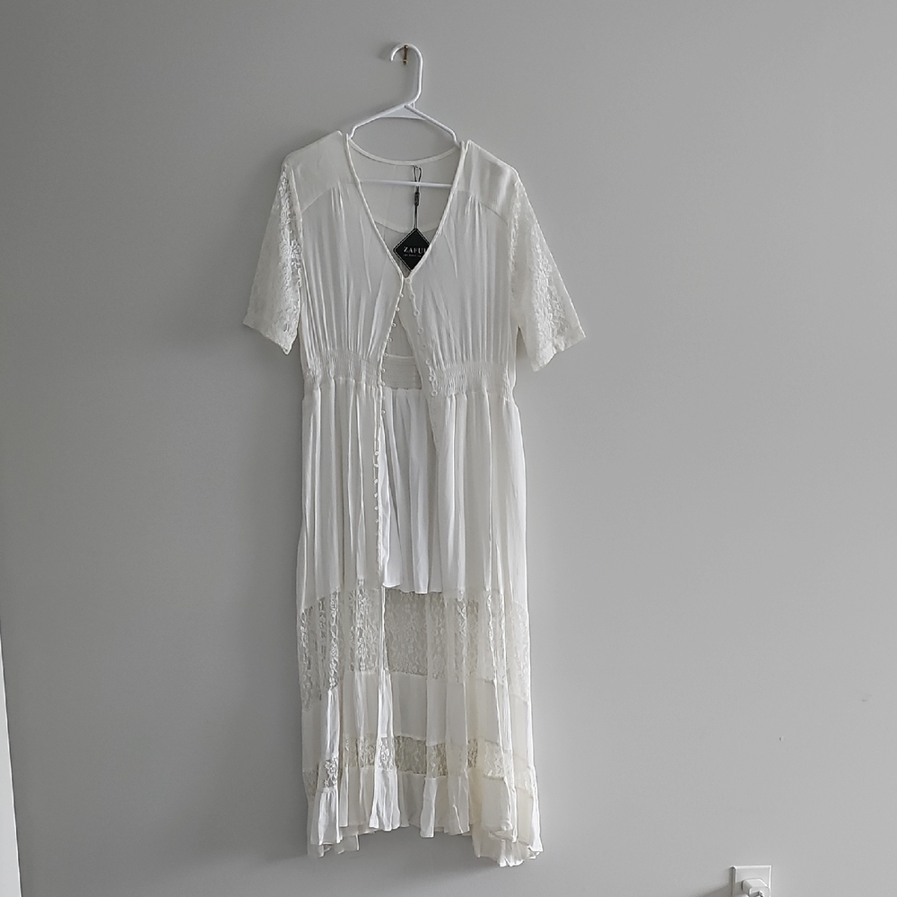 Elegant White Lace Women Dress